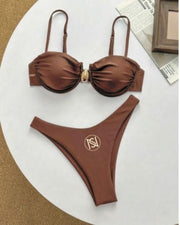 Bikini Donna Marrone con Dettaglio Gioiello - “Not Saudades” Not Saudades